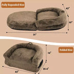 Lit pour chien de taille humaine pour adultes, lit pour chien pliable pour humains, lit géant pour chien de 180 x 110 x 25 cm avec housse amovible, lit pour chien lavable en fausse fourrure pour la sieste