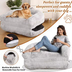 Lit pour chien de taille humaine pour adultes, lit pour chien pliable pour humains, lit géant pour chien de 180 x 110 x 25 cm avec housse amovible, lit pour chien lavable en fausse fourrure pour la sieste
