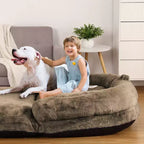 Lit pour chien de taille humaine pour adultes, lit pour chien pliable pour humains, lit géant pour chien de 180 x 110 x 25 cm avec housse amovible, lit pour chien lavable en fausse fourrure pour la sieste