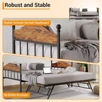 Lit de repos avec lit gigogne, lit de repos double en métal, cadre de lit de repos avec lit gigogne pliable, plateforme à lattes en acier robuste pour salon, chambre à coucher