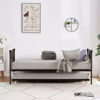 Lit de repos avec lit gigogne, lit de repos double en métal, cadre de lit de repos avec lit gigogne pliable, plateforme à lattes en acier robuste pour salon, chambre à coucher