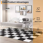 Lit de repos avec lit gigogne, lit de repos double en métal, cadre de lit de repos avec lit gigogne pliable, plateforme à lattes en acier robuste pour salon, chambre à coucher