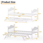 Lit de repos avec lit gigogne, lit de repos double en métal, cadre de lit de repos avec lit gigogne pliable, plateforme à lattes en acier robuste pour salon, chambre à coucher