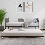 Lit de repos avec lit gigogne, lit de repos double en métal, cadre de lit de repos avec lit gigogne pliable, plateforme à lattes en acier robuste pour salon, chambre à coucher