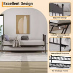 Lit de repos avec lit gigogne, lit de repos double en métal, cadre de lit de repos avec lit gigogne pliable, plateforme à lattes en acier robuste pour salon, chambre à coucher