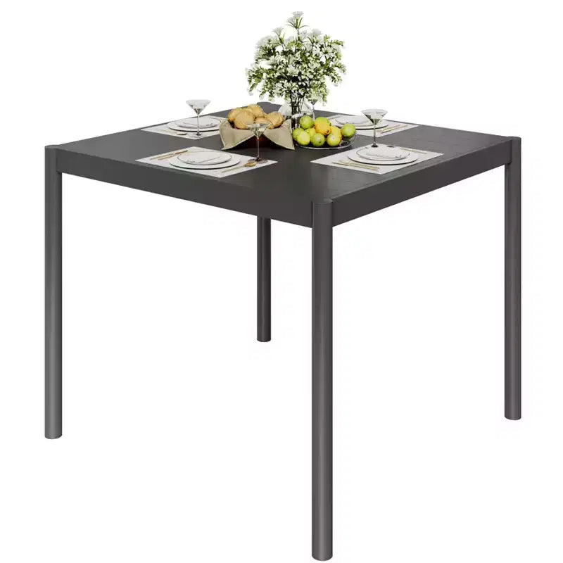 Table à manger d'extérieur noire - Plateau en aluminium et cadre en fer pour jardin