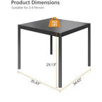 Table à manger d'extérieur noire - Plateau en aluminium et cadre en fer pour jardin