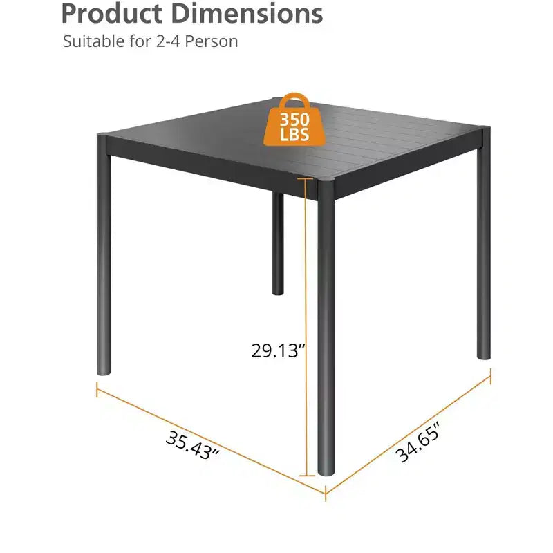 Table à manger d'extérieur noire - Plateau en aluminium et cadre en fer pour jardin