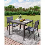 Table à manger d'extérieur noire - Plateau en aluminium et cadre en fer pour jardin