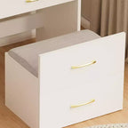 Coiffeuse Maquillage 3 en 1, Table de Maquillage Compacte avec Banc, Miroir Lumineux, Tiroirs et Plateau en Verre Visible, Blanc - ModernLuxe