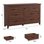 Commode 7 tiroirs Coolmee pour chambre à coucher, commode rustique en bois à texture naturelle, organiseur de rangement pour chambre à coucher, salon