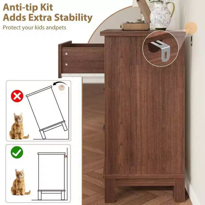 Commode 7 tiroirs Coolmee pour chambre à coucher, commode rustique en bois à texture naturelle, organiseur de rangement pour chambre à coucher, salon