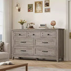 Commode 7 tiroirs Coolmee pour chambre à coucher, commode rustique en bois à texture naturelle, organiseur de rangement pour chambre à coucher, salon
