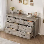 Commode 7 tiroirs Coolmee pour chambre à coucher, commode rustique en bois à texture naturelle, organiseur de rangement pour chambre à coucher, salon