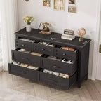 Commode 7 tiroirs Coolmee pour chambre à coucher, commode rustique en bois à texture naturelle, organiseur de rangement pour chambre à coucher, salon