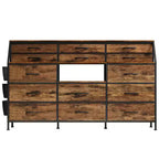 Commode de Chambre à Coucher avec 14 Tiroirs, Commode de 55" de Large avec Poche Latérale, Commode et Tiroirs en Tissu avec Étagères, Cadre Robuste, Plateau en Bois