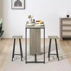 Ensemble 3 pièces table et chaises de bar de petite taille, table de pub peu encombrante avec tiroir de rangement et étagère, rétro
