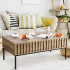 Table basse relevable, table basse moderne du milieu du siècle, table basse en bois de style rustique avec compartiment de rangement caché, table basse rustique