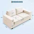 COZONY Canapé Nuage 70" Canapé en Chenille Style Mid-Century, Assise Profonde, Ports USB, Poches Latérales, Aucun Assemblage Requis
