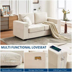 COZONY Canapé Nuage 70" Canapé en Chenille Style Mid-Century, Assise Profonde, Ports USB, Poches Latérales, Aucun Assemblage Requis