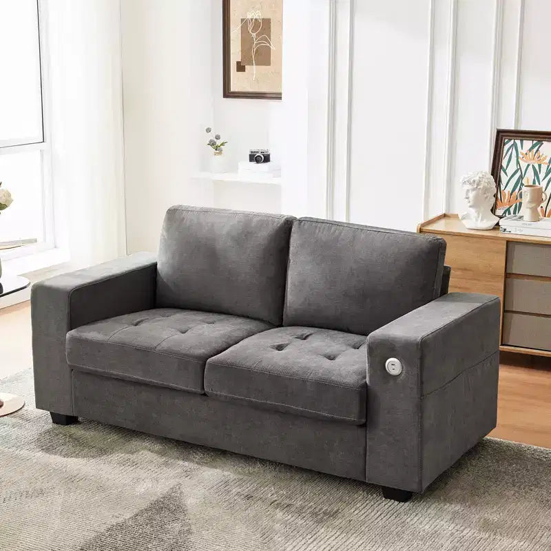 COZONY Canapé Nuage 70" Canapé en Chenille Style Mid-Century, Assise Profonde, Ports USB, Poches Latérales, Aucun Assemblage Requis