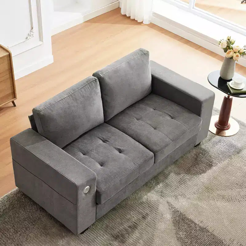 COZONY Canapé Nuage 70" Canapé en Chenille Style Mid-Century, Assise Profonde, Ports USB, Poches Latérales, Aucun Assemblage Requis