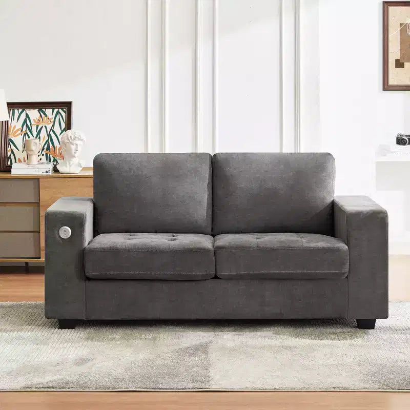 COZONY Canapé Nuage 70" Canapé en Chenille Style Mid-Century, Assise Profonde, Ports USB, Poches Latérales, Aucun Assemblage Requis