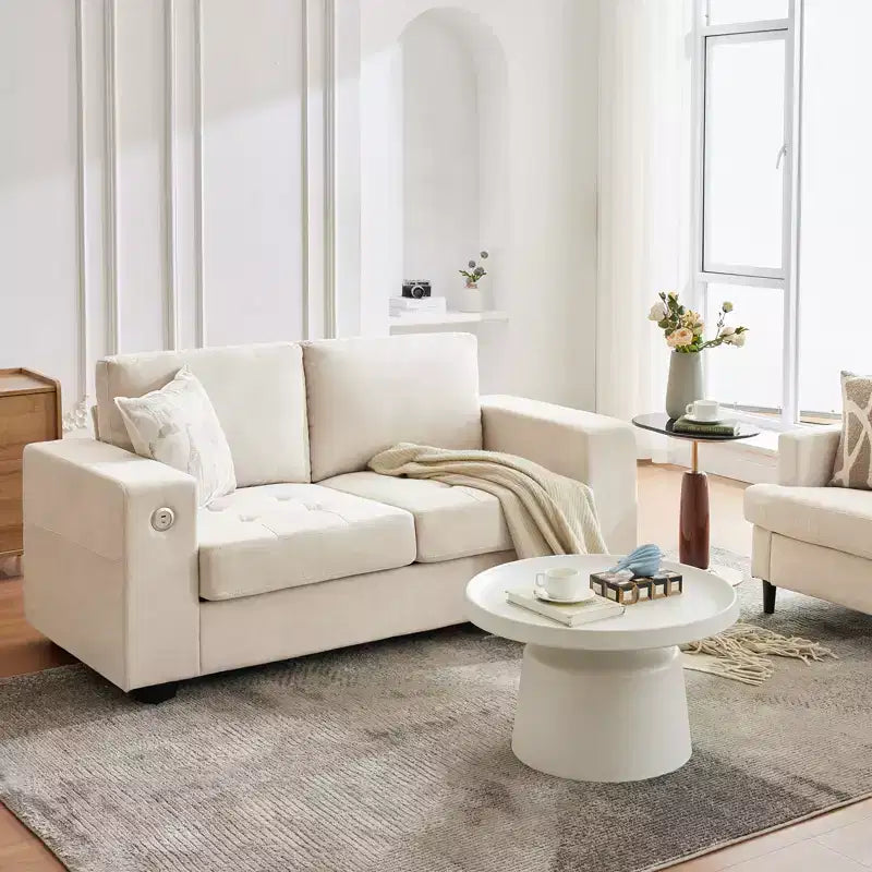 COZONY Canapé Nuage 70" Canapé en Chenille Style Mid-Century, Assise Profonde, Ports USB, Poches Latérales, Aucun Assemblage Requis