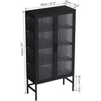 Vitrine avec portes en verre, meuble de curiosités avec étagères réglables à 3 niveaux Meuble de rangement pour la maison, le salon et le bureau Noir