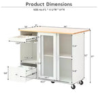 Desserte de cuisine roulante TROPOW avec éclairage LED, îlot de cuisine avec étagère réglable et 2 tiroirs de rangement, îlot sur roulettes