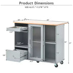 Desserte de cuisine roulante TROPOW avec éclairage LED, îlot de cuisine avec étagère réglable et 2 tiroirs de rangement, îlot sur roulettes