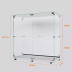 MAYEERTY Vitrine en verre trempé, armoire à vin, classeur, bande lumineuse Bluetooth, roulettes pivotantes verrouillables, salon, chambre, bureau, blanc