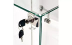 MAYEERTY Vitrine en verre trempé, armoire à vin, classeur, bande lumineuse Bluetooth, roulettes pivotantes verrouillables, salon, chambre, bureau, blanc