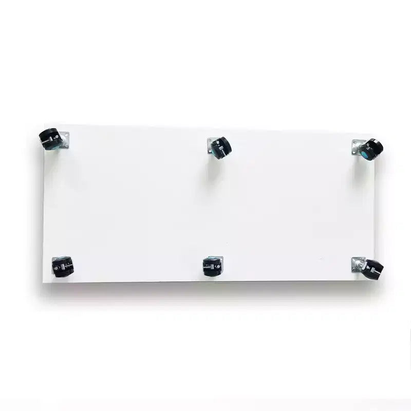 MAYEERTY Vitrine en verre trempé, armoire à vin, classeur, bande lumineuse Bluetooth, roulettes pivotantes verrouillables, salon, chambre, bureau, blanc