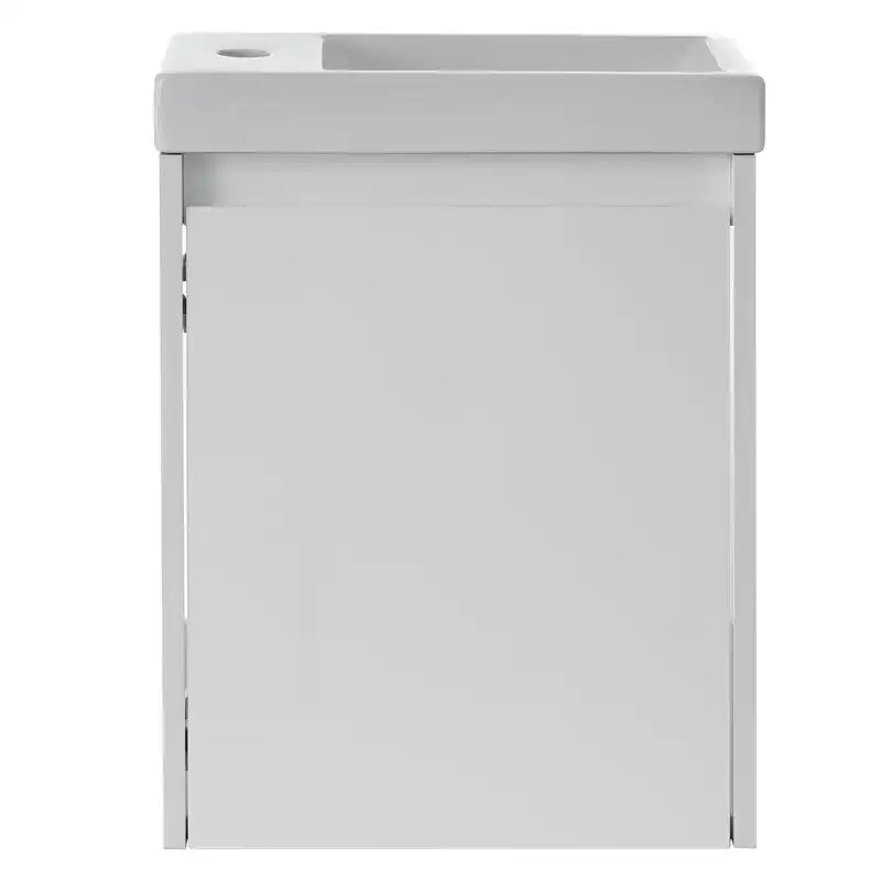 Meuble-lavabo TROPOW 16 avec lavabo, meuble sous-vasque avec portes à fermeture douce, meuble-lavabo mural suspendu pour petits espaces