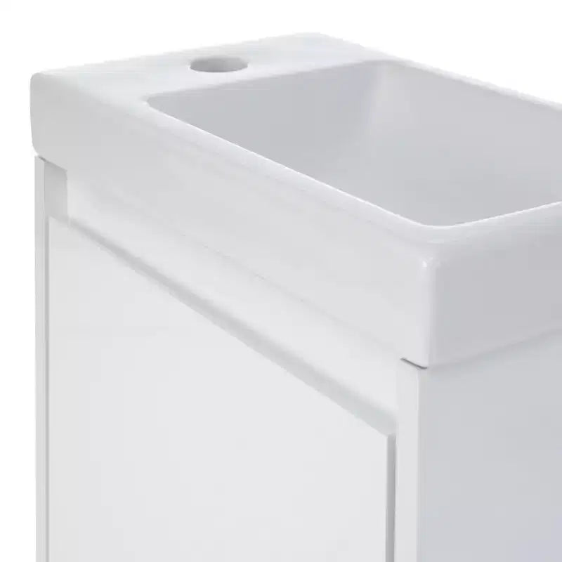 Meuble-lavabo TROPOW 16 avec lavabo, meuble sous-vasque avec portes à fermeture douce, meuble-lavabo mural suspendu pour petits espaces
