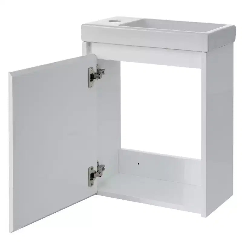 Meuble-lavabo TROPOW 16 avec lavabo, meuble sous-vasque avec portes à fermeture douce, meuble-lavabo mural suspendu pour petits espaces