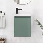 Meuble-lavabo TROPOW 16 avec lavabo, meuble sous-vasque avec portes à fermeture douce, meuble-lavabo mural suspendu pour petits espaces