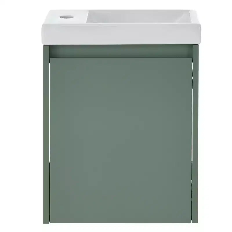 Meuble-lavabo TROPOW 16 avec lavabo, meuble sous-vasque avec portes à fermeture douce, meuble-lavabo mural suspendu pour petits espaces