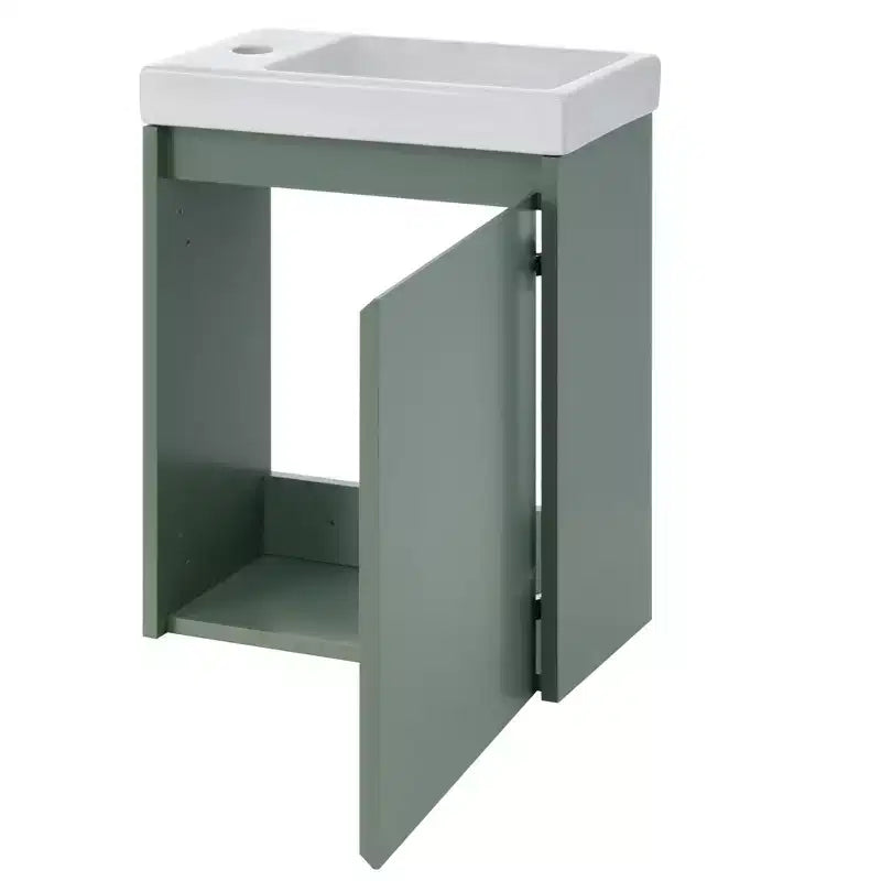 Meuble-lavabo TROPOW 16 avec lavabo, meuble sous-vasque avec portes à fermeture douce, meuble-lavabo mural suspendu pour petits espaces