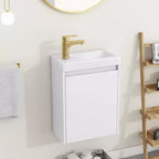Meuble-lavabo TROPOW 16 avec lavabo, meuble sous-vasque avec portes à fermeture douce, meuble-lavabo mural suspendu pour petits espaces