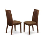 HomeStock Belmont 2 Dining chair with Linen Fabric Fabric Sea in Mahogany finish