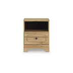 Signature Design by Ashley Bestmere Table de chevet à un tiroir – Finition grain de chêne brun chaud, chargement USB-A et USB-C, rangement à étagère ouverte