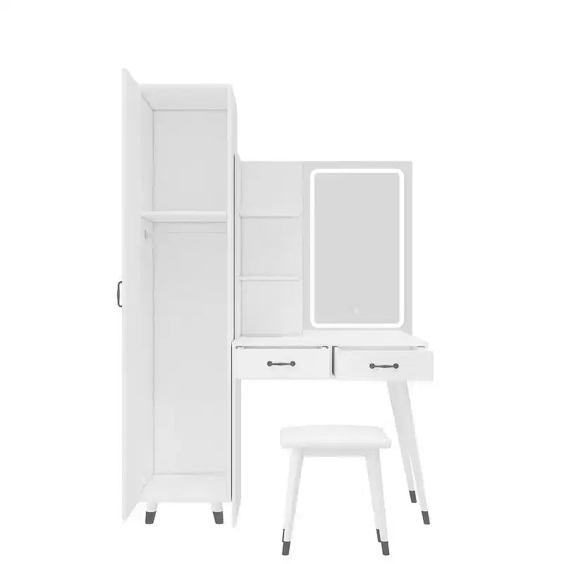 Ensemble coiffeuse Karl Home White et armoire étroite