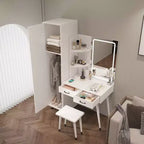 Ensemble coiffeuse Karl Home White et armoire étroite