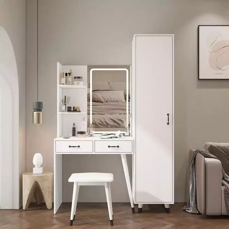 Ensemble coiffeuse Karl Home White et armoire étroite