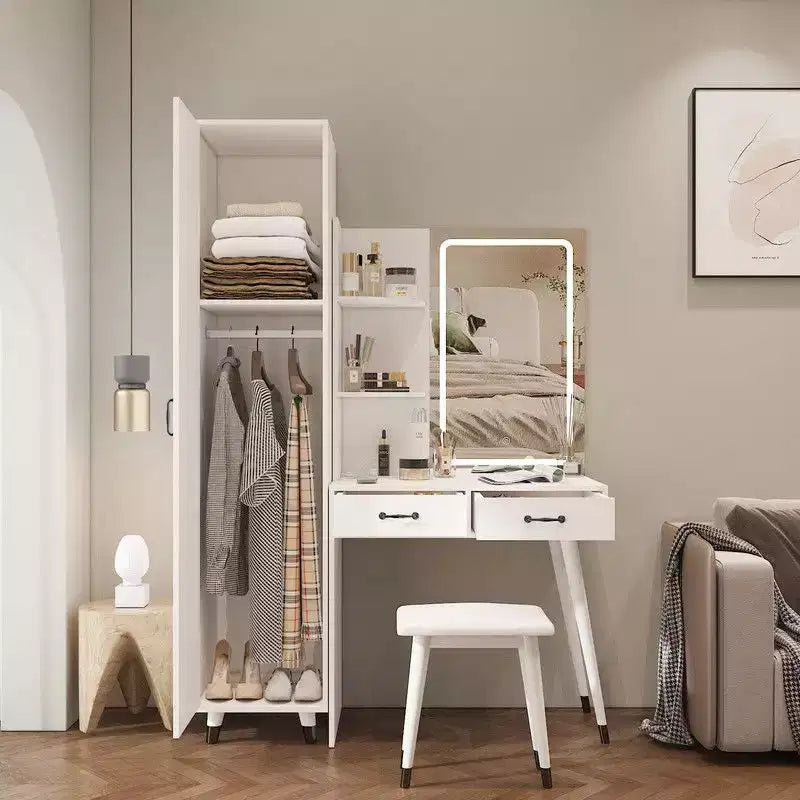 Ensemble coiffeuse Karl Home White et armoire étroite