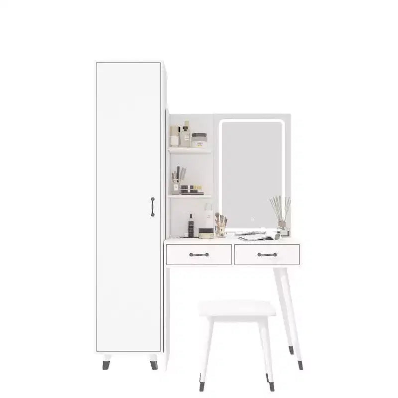 Ensemble coiffeuse Karl Home White et armoire étroite