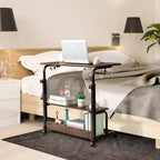 Table d'appoint à roulettes et réglable en hauteur, avec station de charge, 2 ports USB et prises, en bois PB 15MM P2 et acier - Marron
