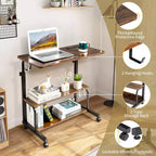 Table d'appoint à roulettes et réglable en hauteur, avec station de charge, 2 ports USB et prises, en bois PB 15MM P2 et acier - Marron